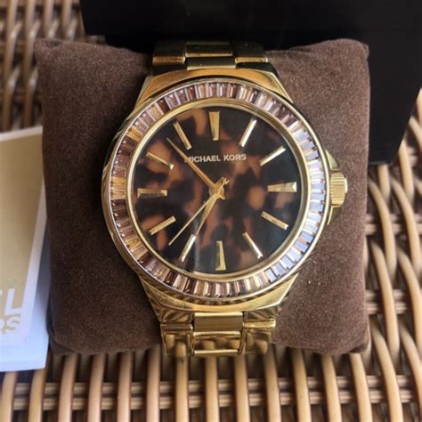 Michael Kors MK 5723 Leopard Dial Gold Watch with Baguette 